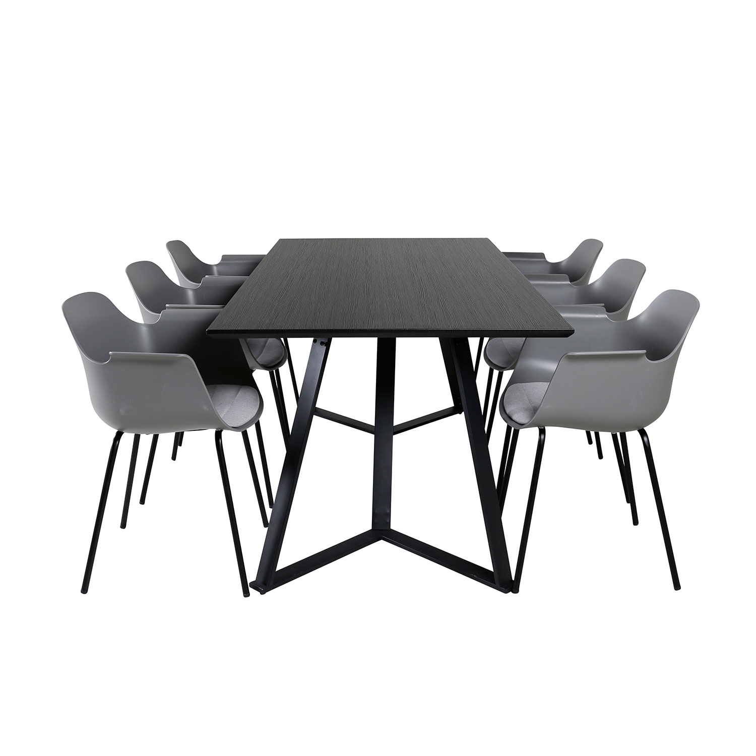 Marina Dining Table - Black top / Black Legs , Comfort Plast Grå