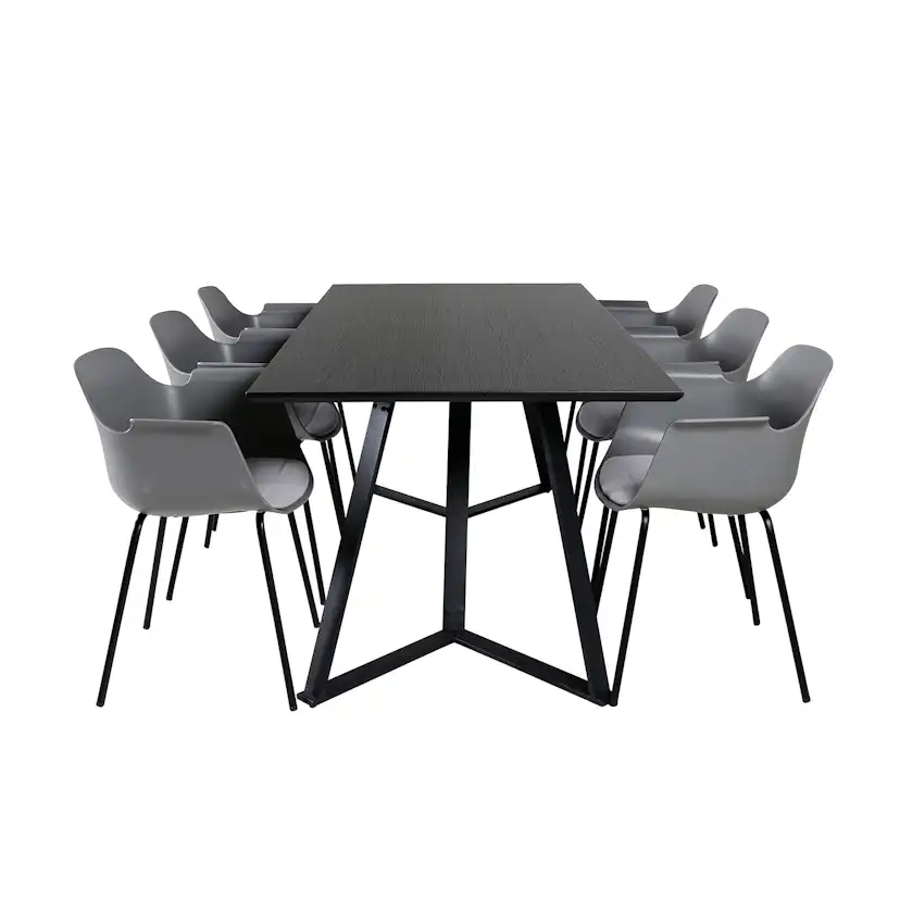 Marina Dining Table - Black top / Black Legs , Comfort Plast Grå