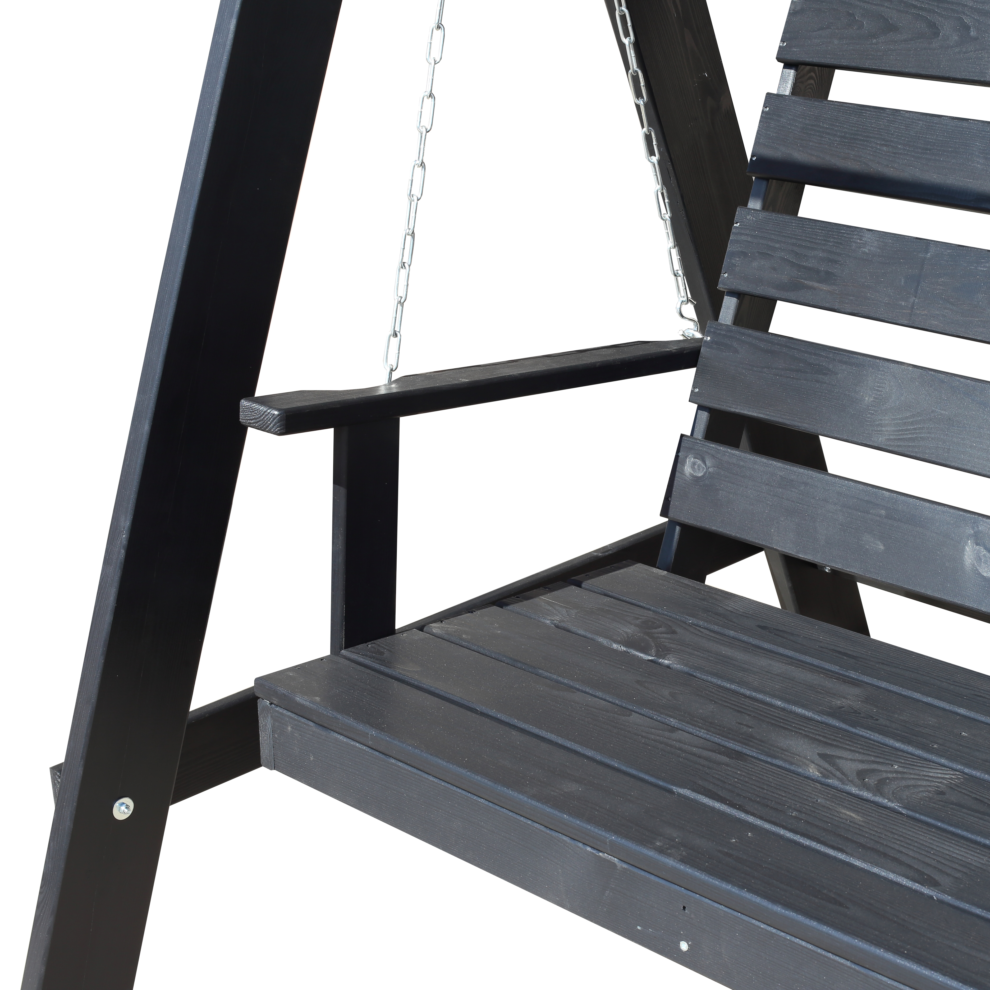 PELLE garden swing without roof, Svarte frame Grå