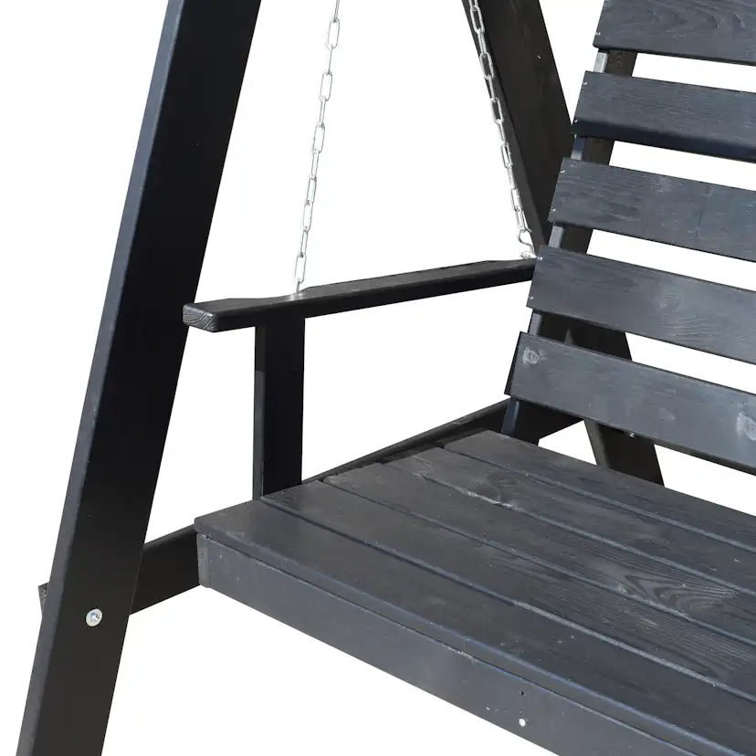 PELLE garden swing without roof, Svarte frame Grå