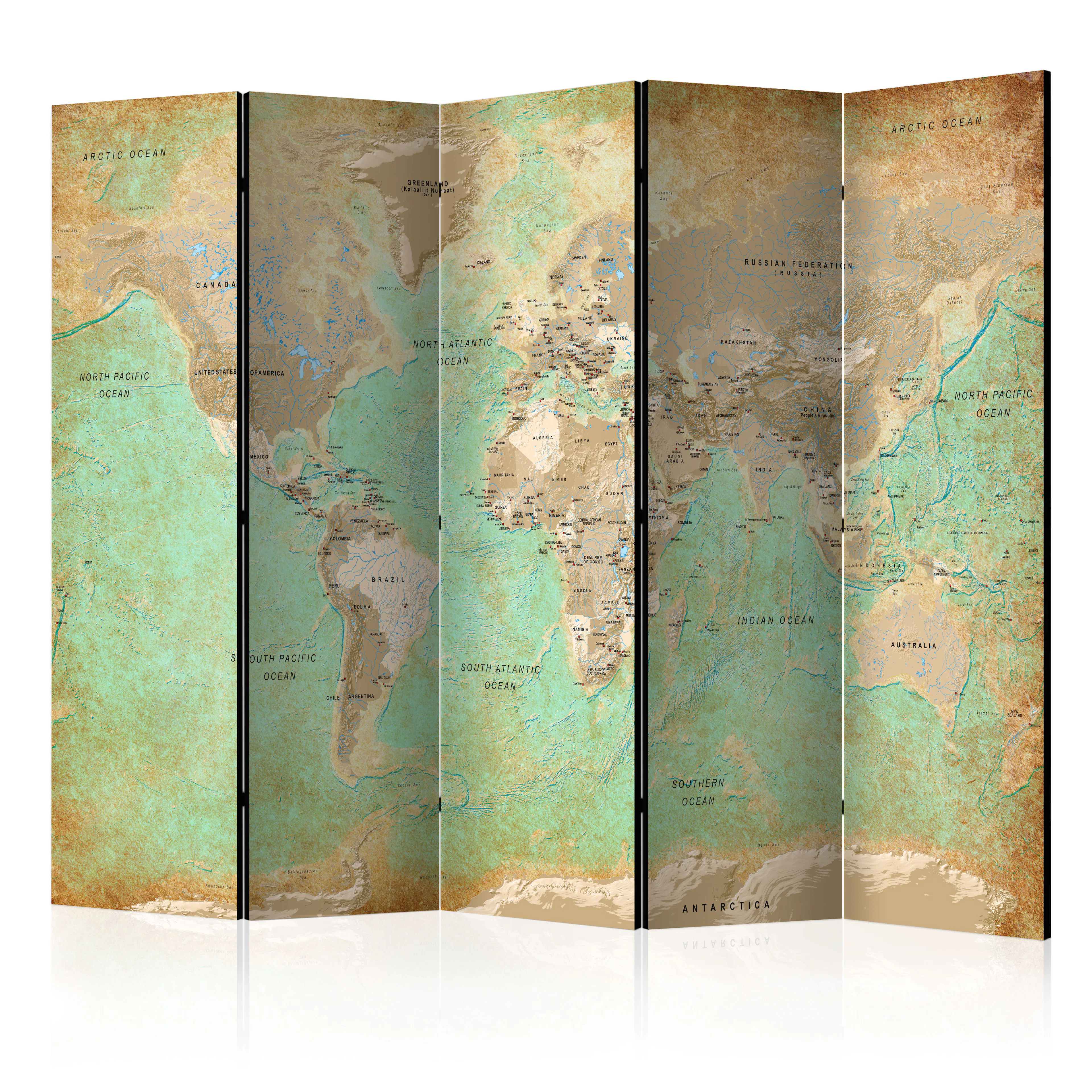 Rumsavdelare Arkiio Turquoise World Map 225x172 cm