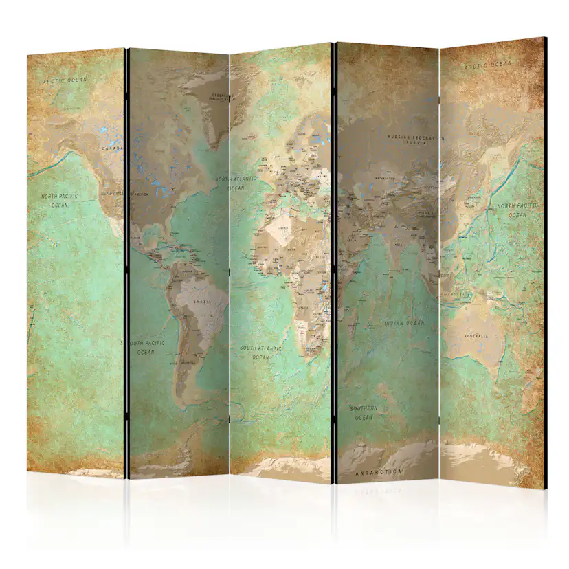 Rumsavdelare Arkiio Turquoise World Map 225x172 cm