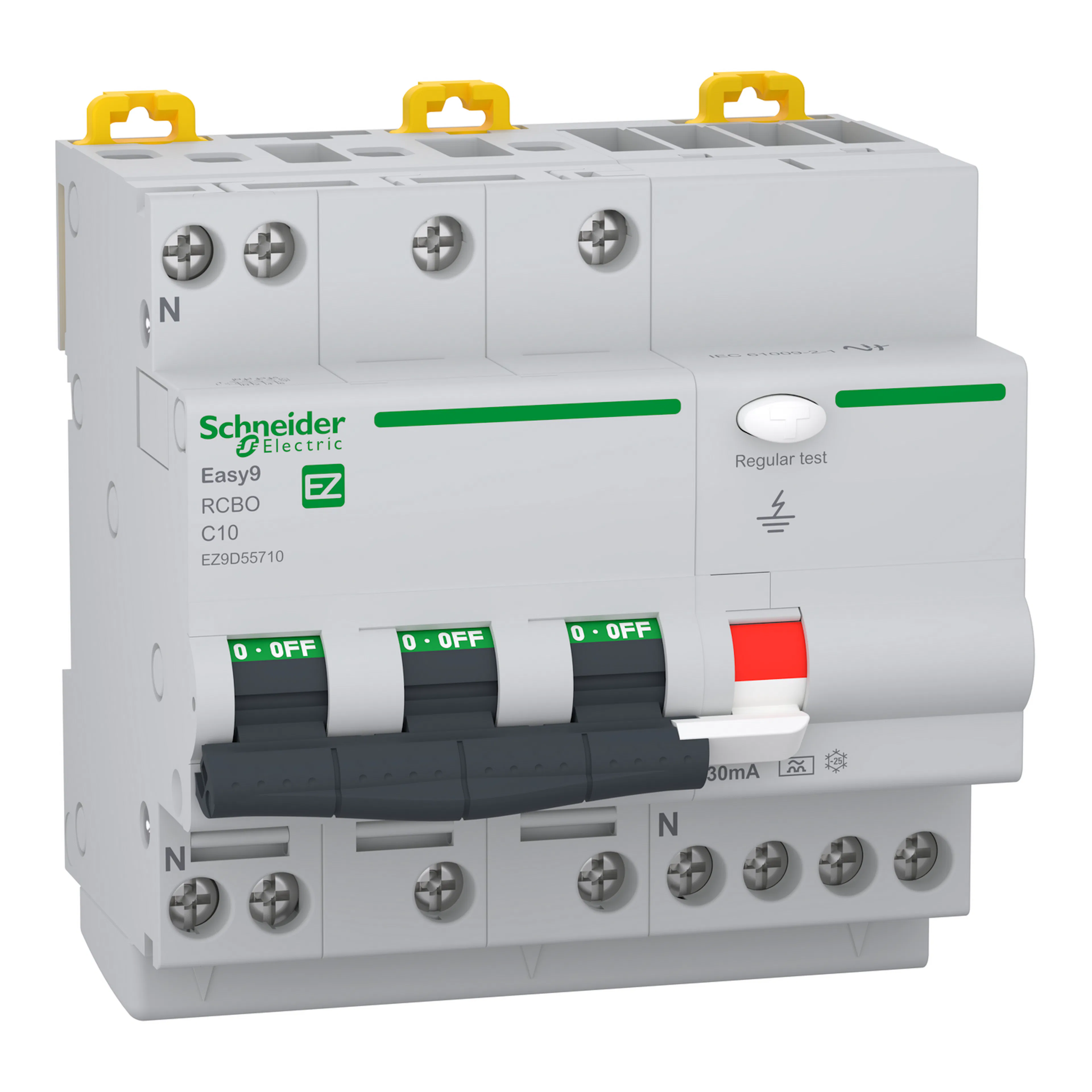 Personskyddsbrytare Schneider Electric Easy9 3-polig + N 10–25 A 30 mA typ A
