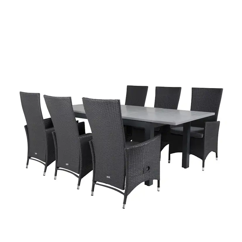 Albany Dining Table 160/240*100 - Svart Alu / Grey Aintwood+ Svart/Grå