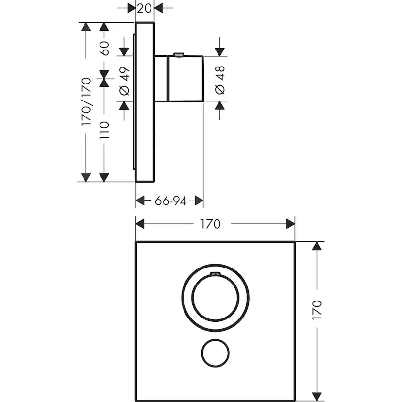 Inbyggnadsblandare Axor ShowerSelect Square 1-utlopp Highflow