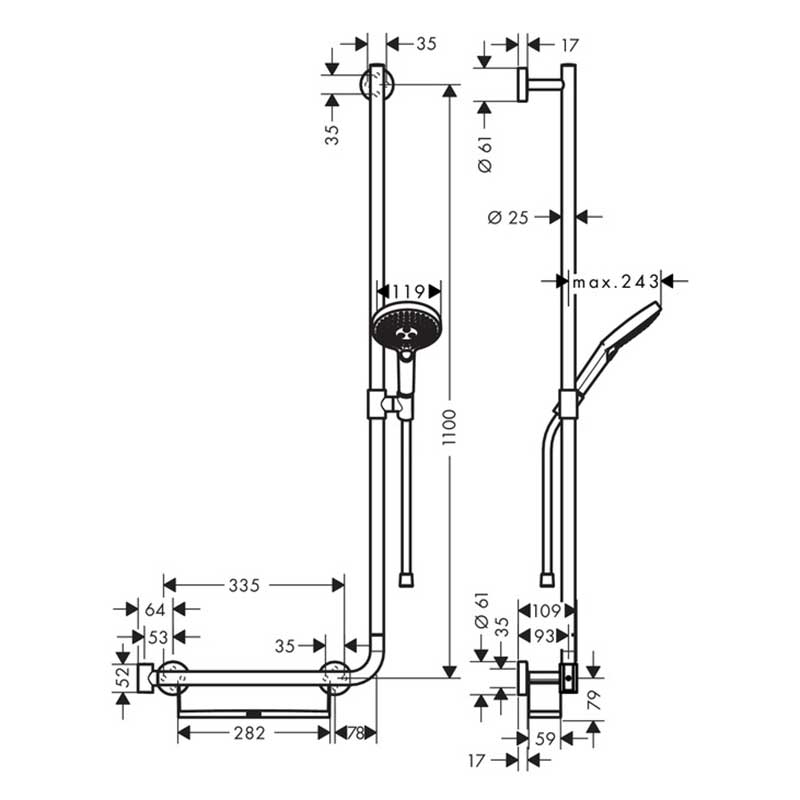 Duschset Hansgrohe Raindance Select S 120 3jet med Hylla