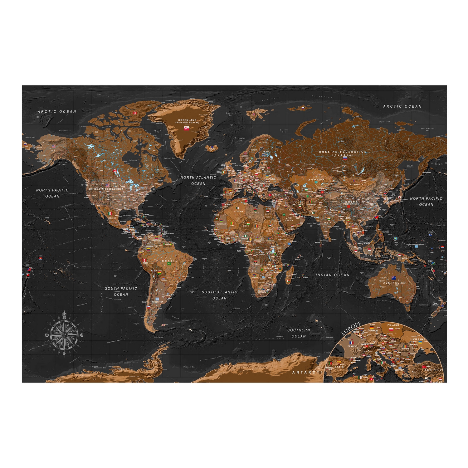 Fototapet Arkiio Självhäftande World Stylish Map
