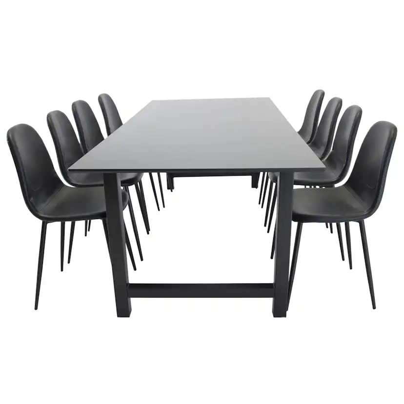 Matgrupp Venture Home Clara med 8 Pobbie Stolar Konstläder