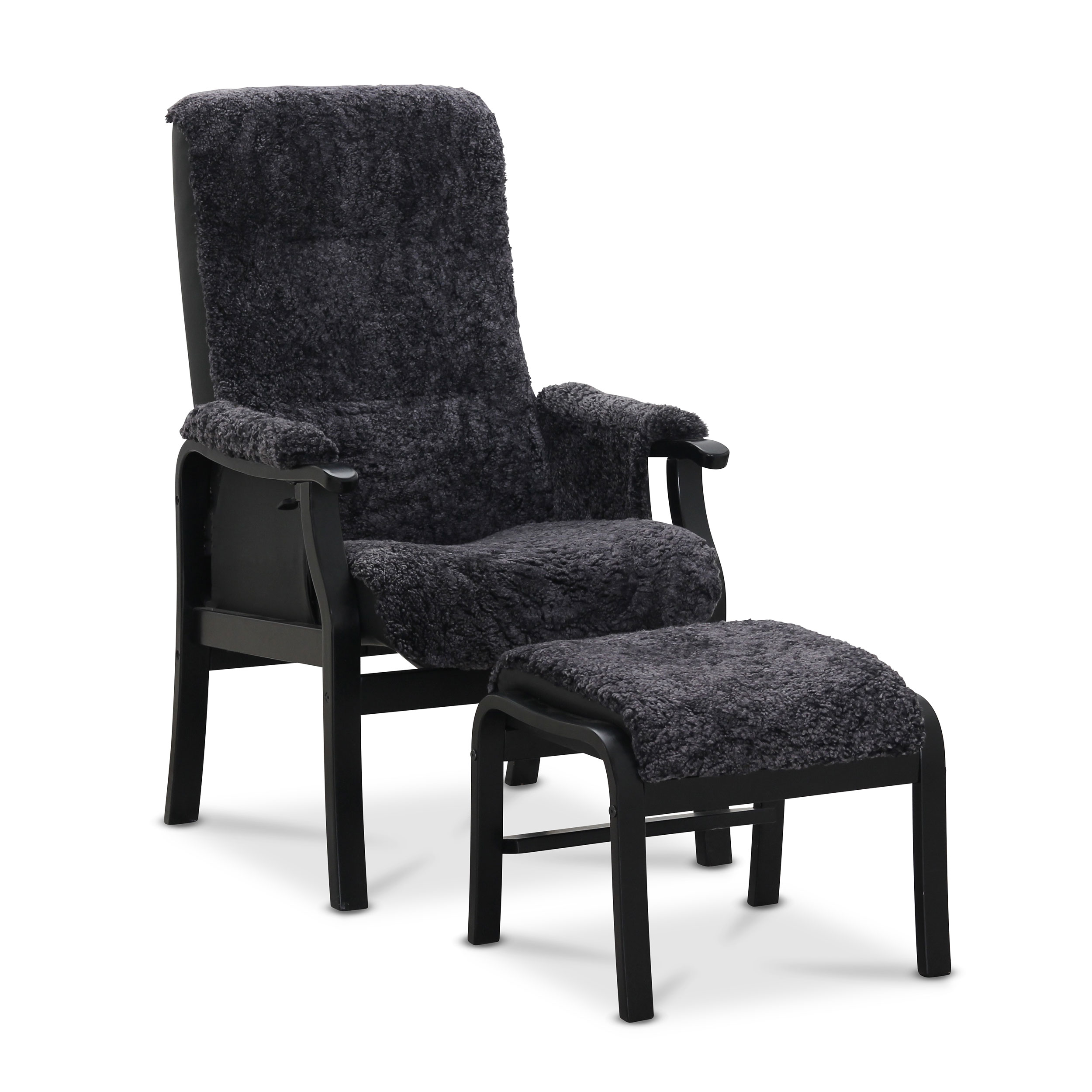 Fåtölj Hagagruppen Bergen Fårskinn med Fotpall