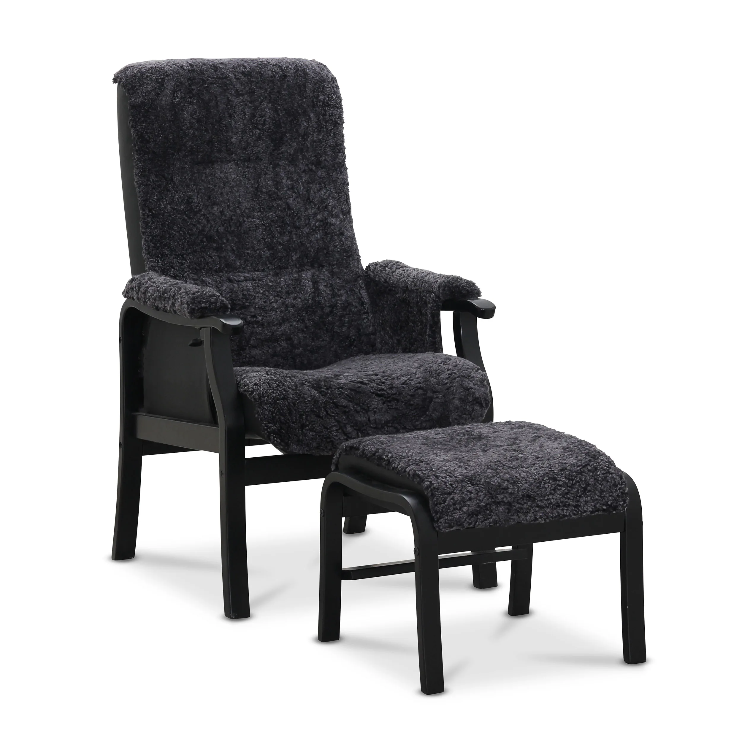 Fåtölj Hagagruppen Bergen Fårskinn med Fotpall