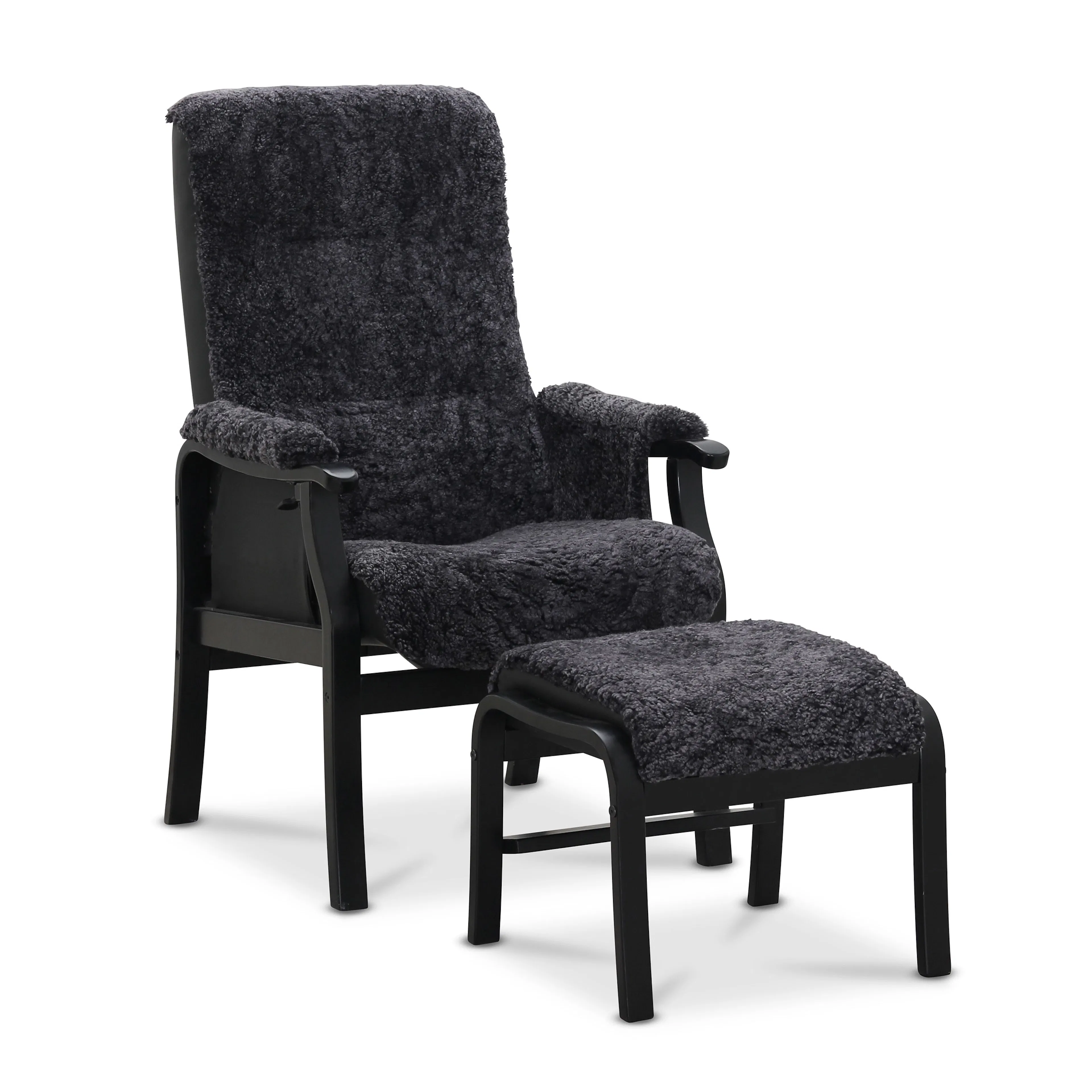 Fåtölj Hagagruppen Bergen Fårskinn med Fotpall