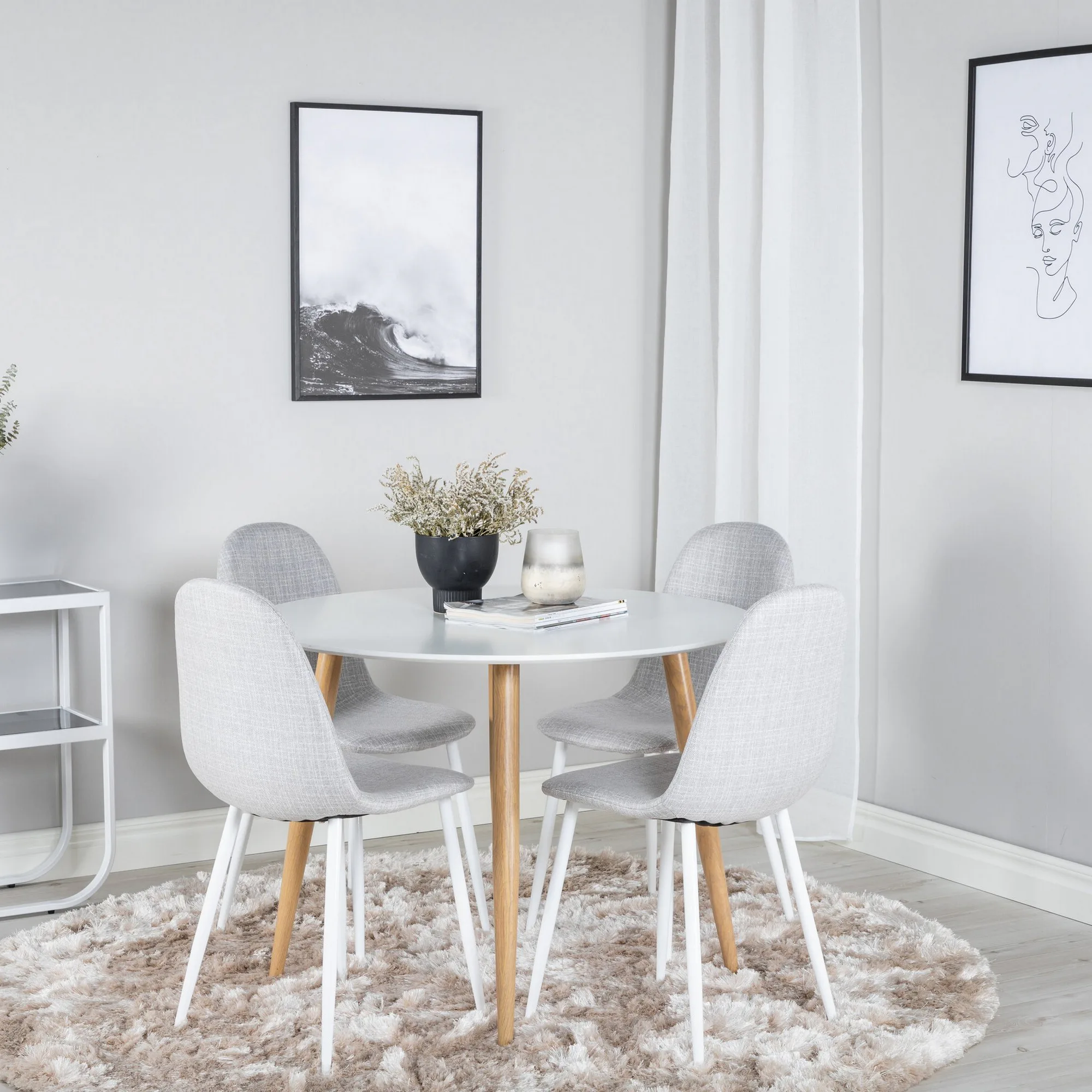 Plaza Runt Matbord - Ek-Look / Vit - ø100*H75 +Polar Dining Vit/Ljusgrå