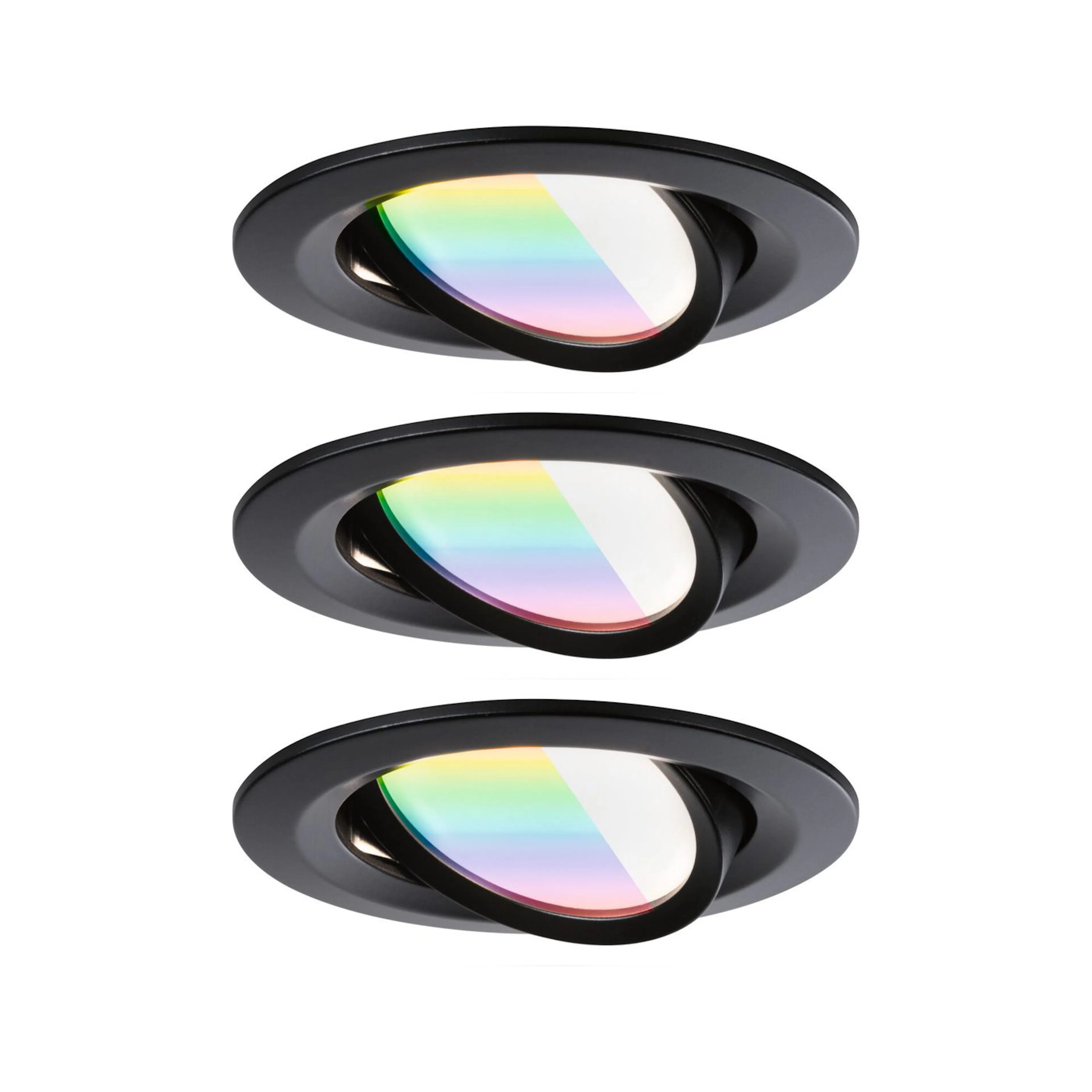 Downlight Paulmann Nova Coin Round Matt svart, 84 mm, 3-pack, RGBW