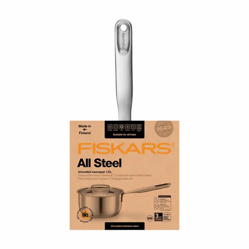 Fiskars Kastrull All Steel 1,5 Liter – Perfekt för Såser, Soppor & Småportioner
