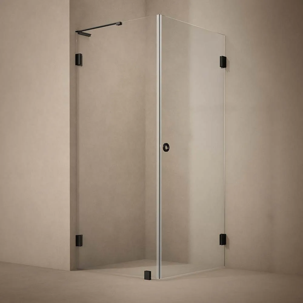 DUSCHHÖRN COMBI LYNX KLARGLAS 80X80 CM SVART 800x800 mm, Klarglas, Mattsvart