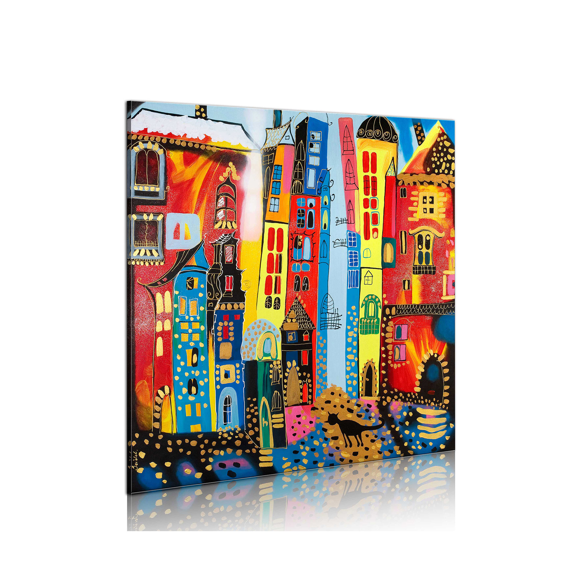 Handmålad Tavla Arkiio Magisk Gata 80x80