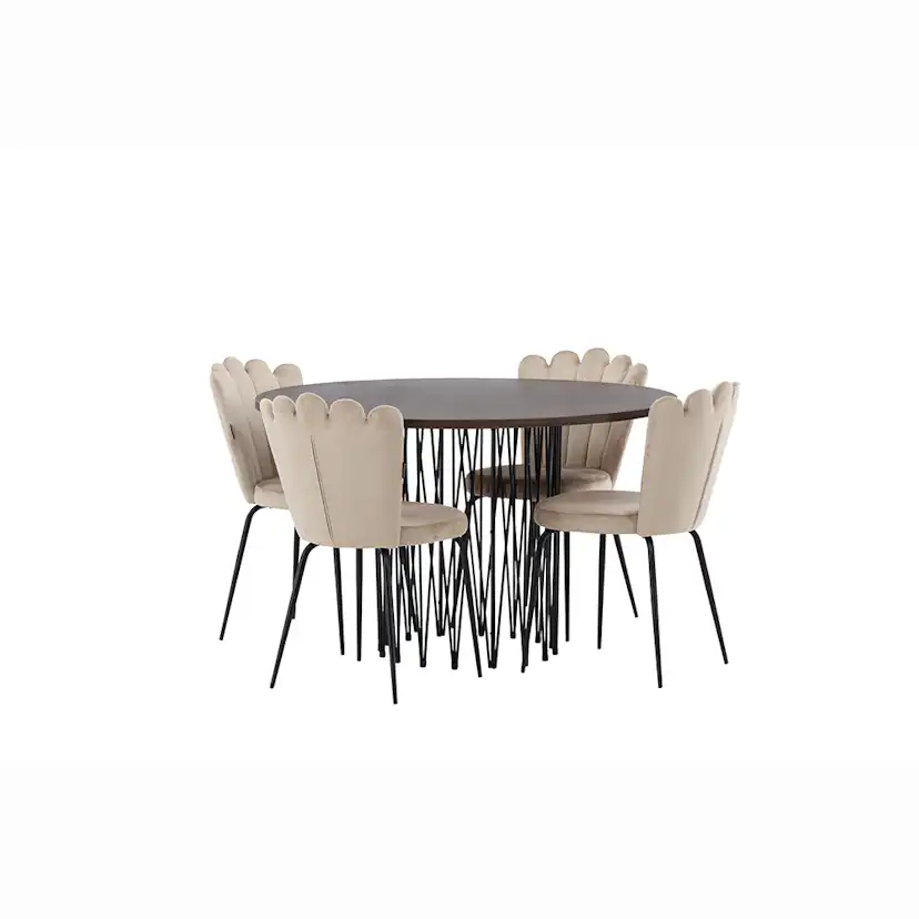 Matgrupp furniture/fashion Stone Ø120 cm med 4 Limhamn Light Stolar