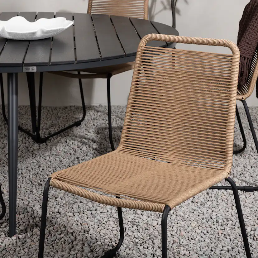 Break - Dining Table Round- Black / Black - Alu / Aintwood - Latte