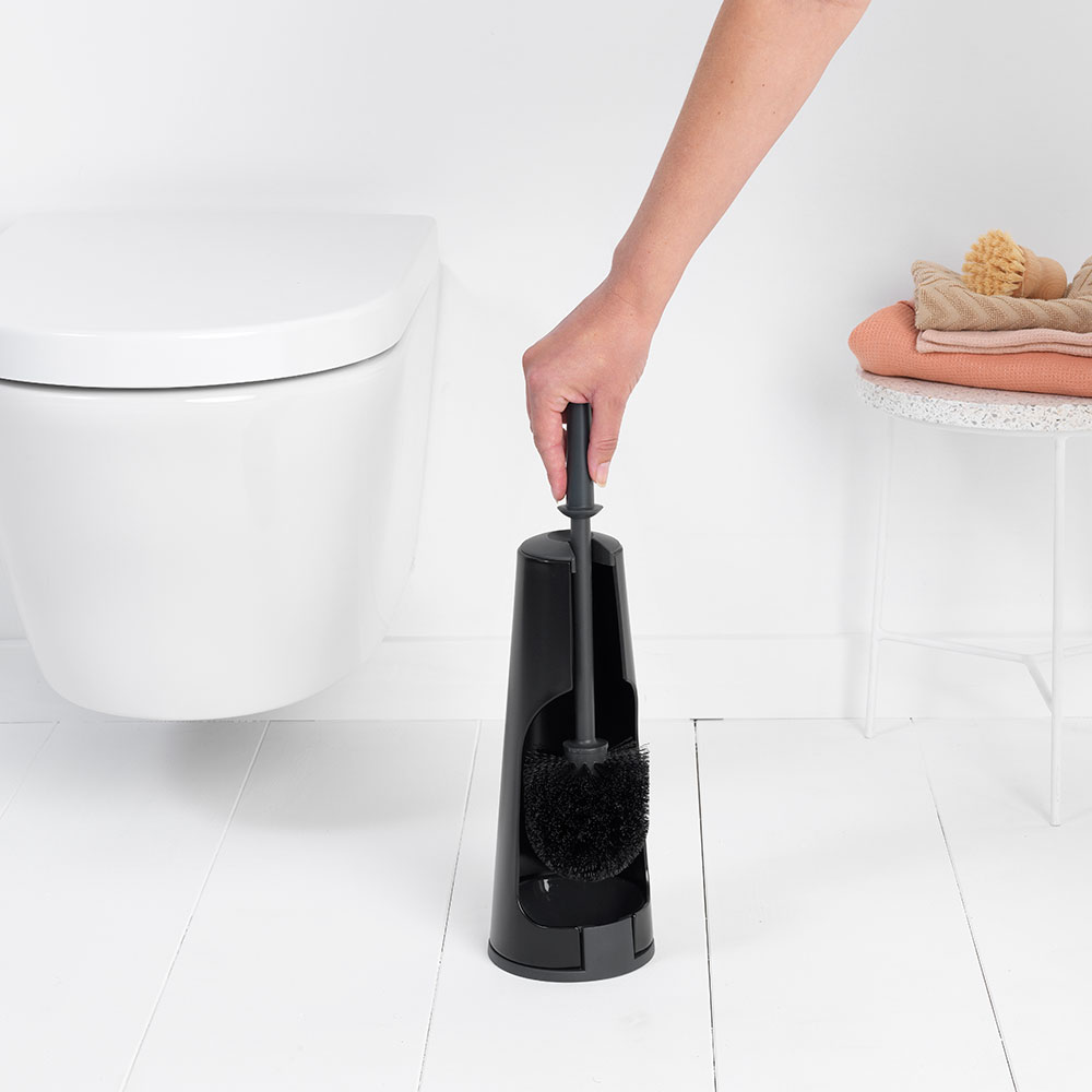 Toalettborste Brabantia med hållare för golv med plasthandta Färg: Matt Svart