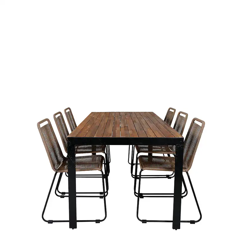 BoisDiningtable205*90cm-LindosStackingChair-LatteRope_6 Beige