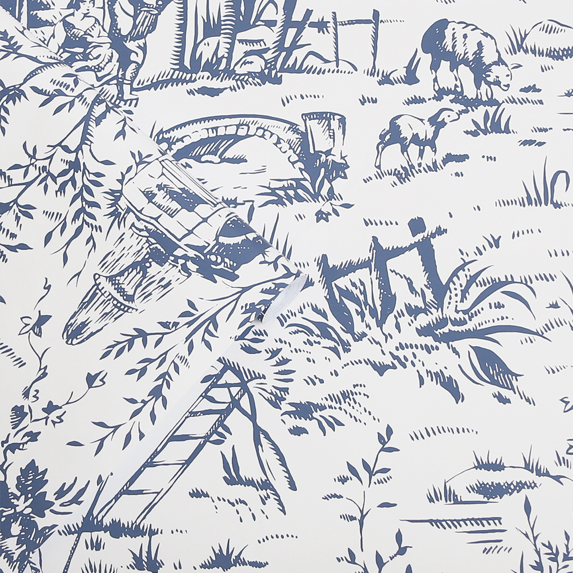 Tapet Laura Ashley Toile De Jouy Dark Seaspray Blå 118494