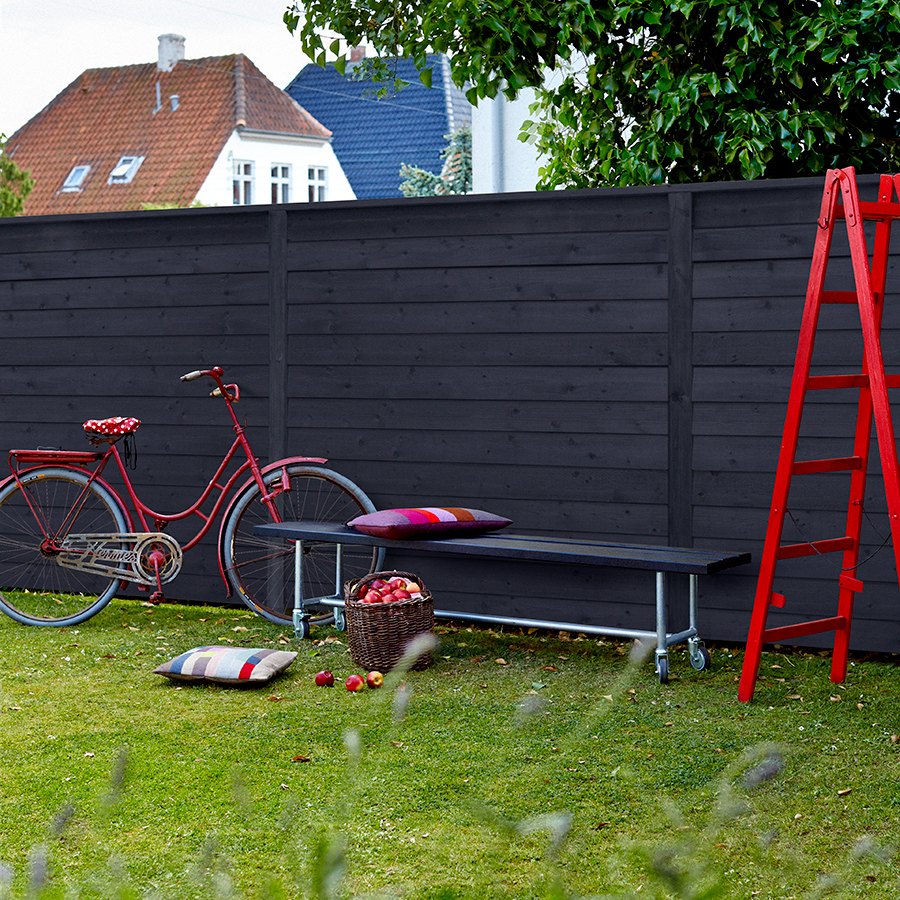 PLUS Klink profilstaket 174x166 cm inkl. toppavslut Grundmålad Svart