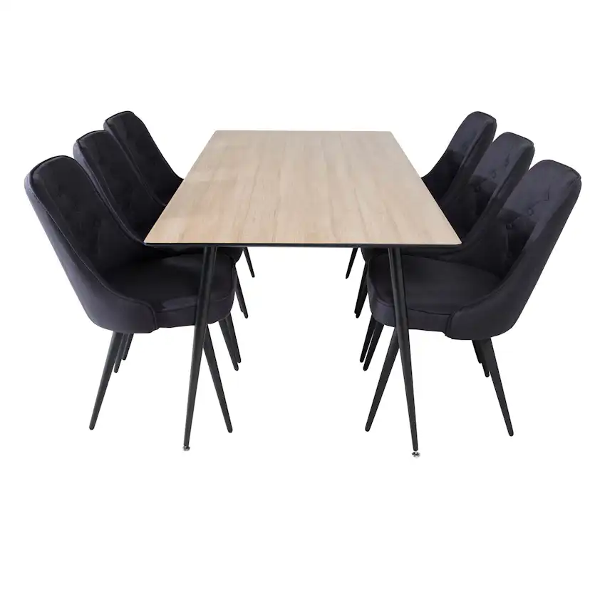 Matgrupp Venture Home Silvia med 6 Vera Stolar Polyestertyg