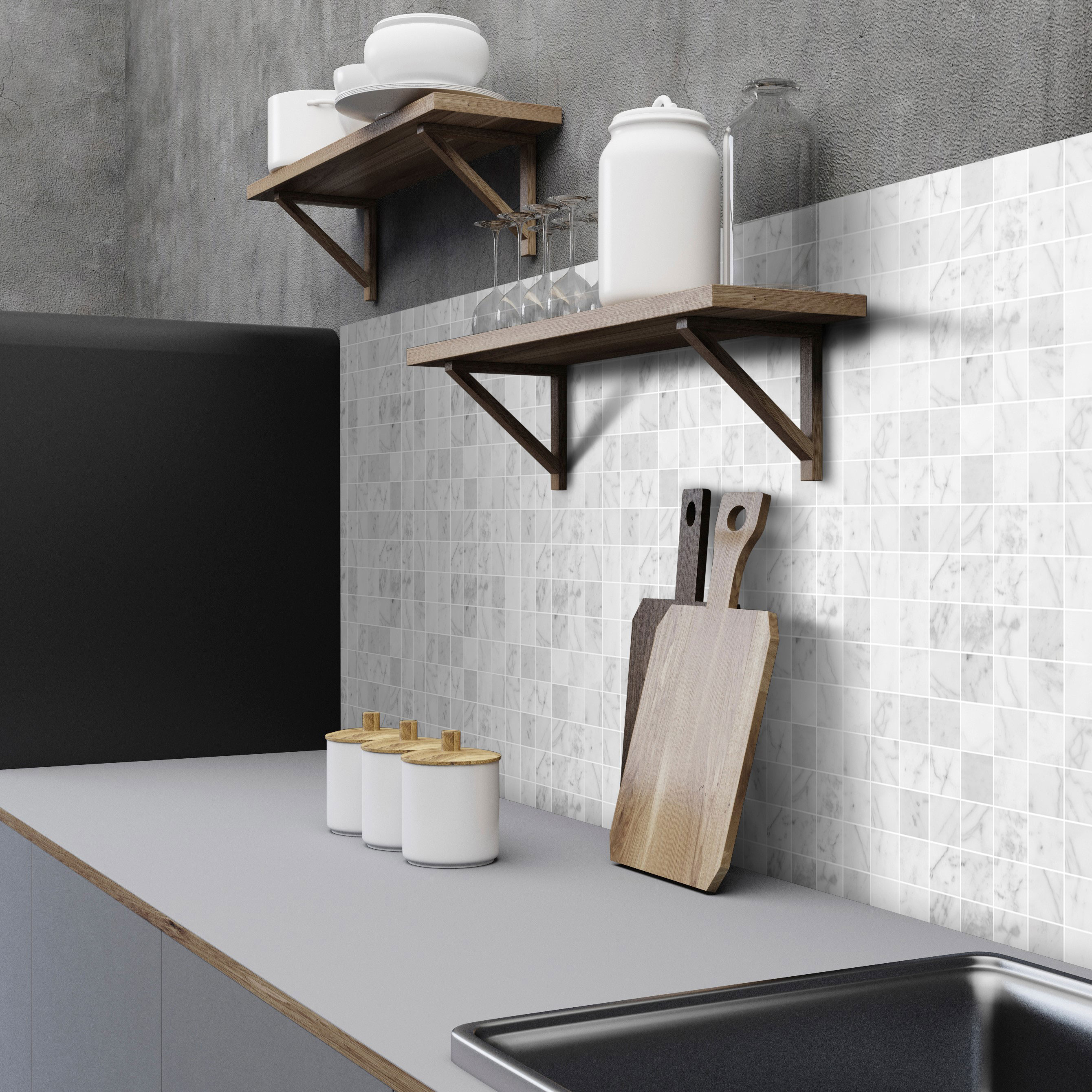Mosaik Arredo Marmor Arredo Carrara Matt Vit 5x5 cm