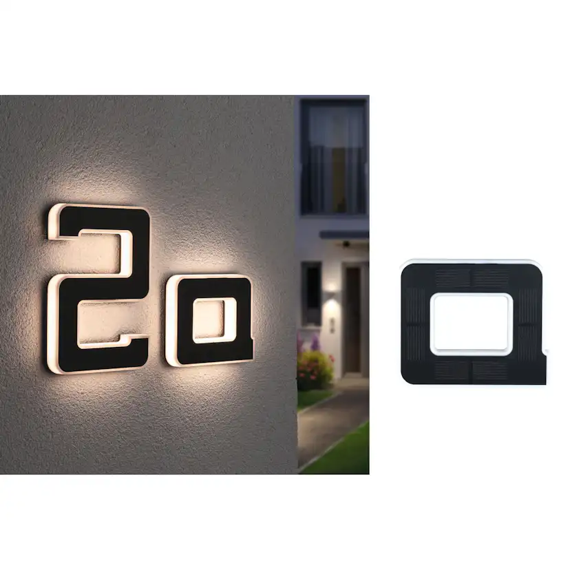 Fasadbelysning Solcell LED Paulmann Husnummer A-D med belysning inkl. utbytbart batteri IP44