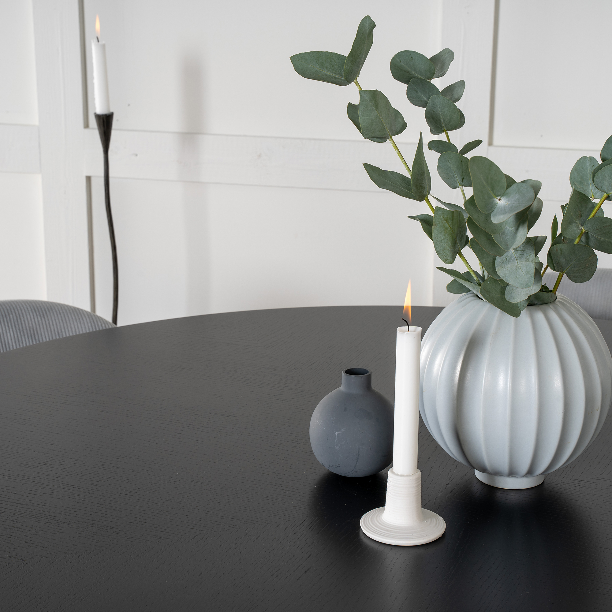 Copenhagen - Dining Table round - Black / Black+Velvet matst Svart/Grå