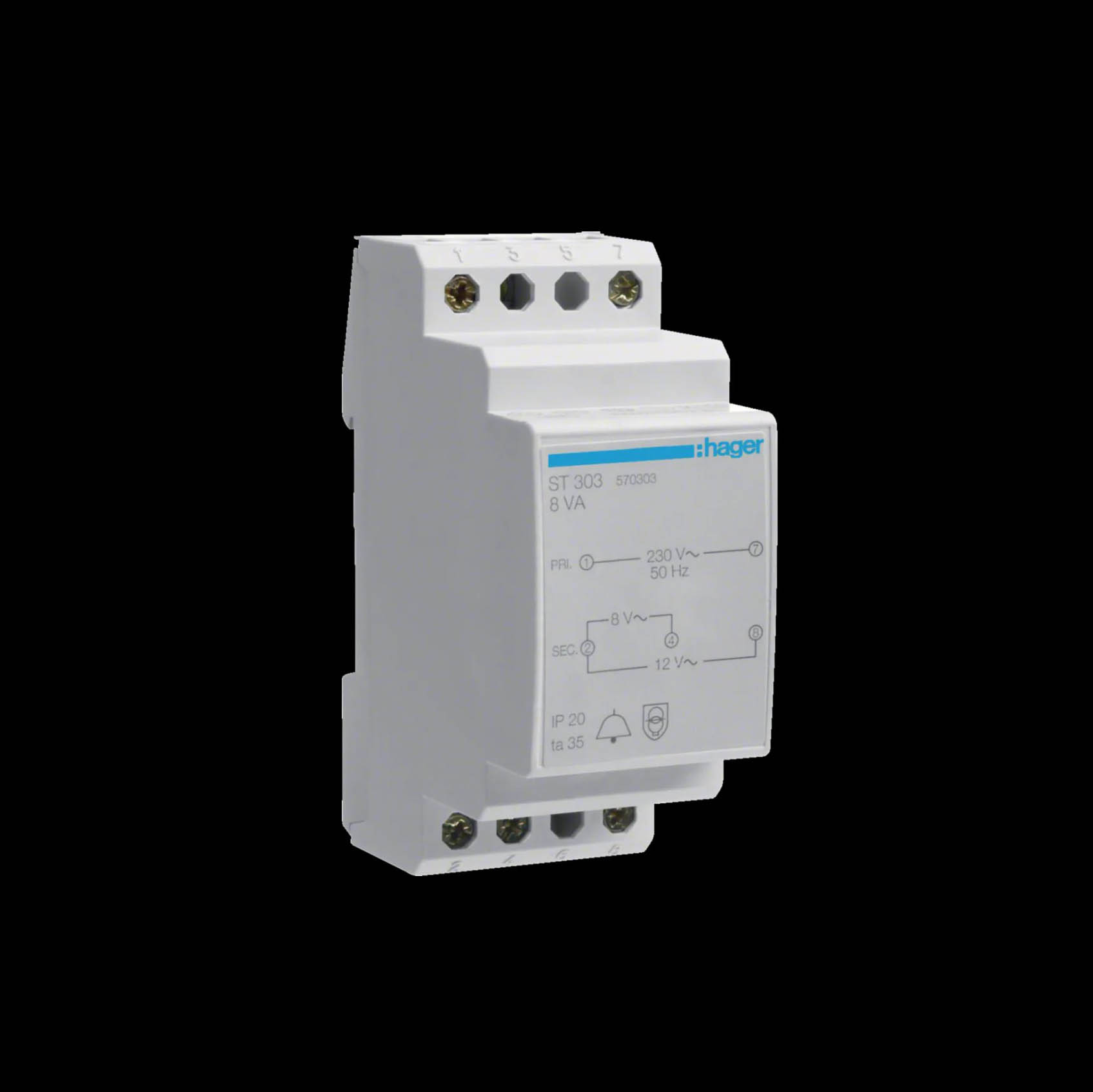 Ringledningstransformator Hager 8/12 V AC 8 VA