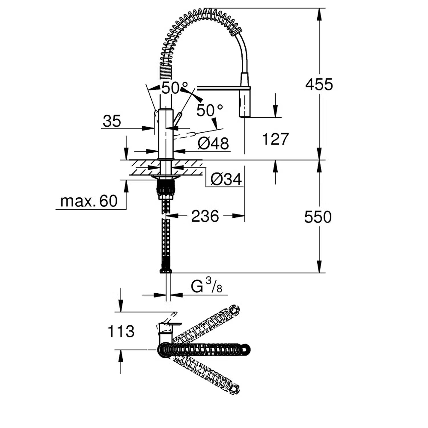Köksblandare Grohe Get 30361 Engreppsblandare med Svängbar Pip & SpeedClean