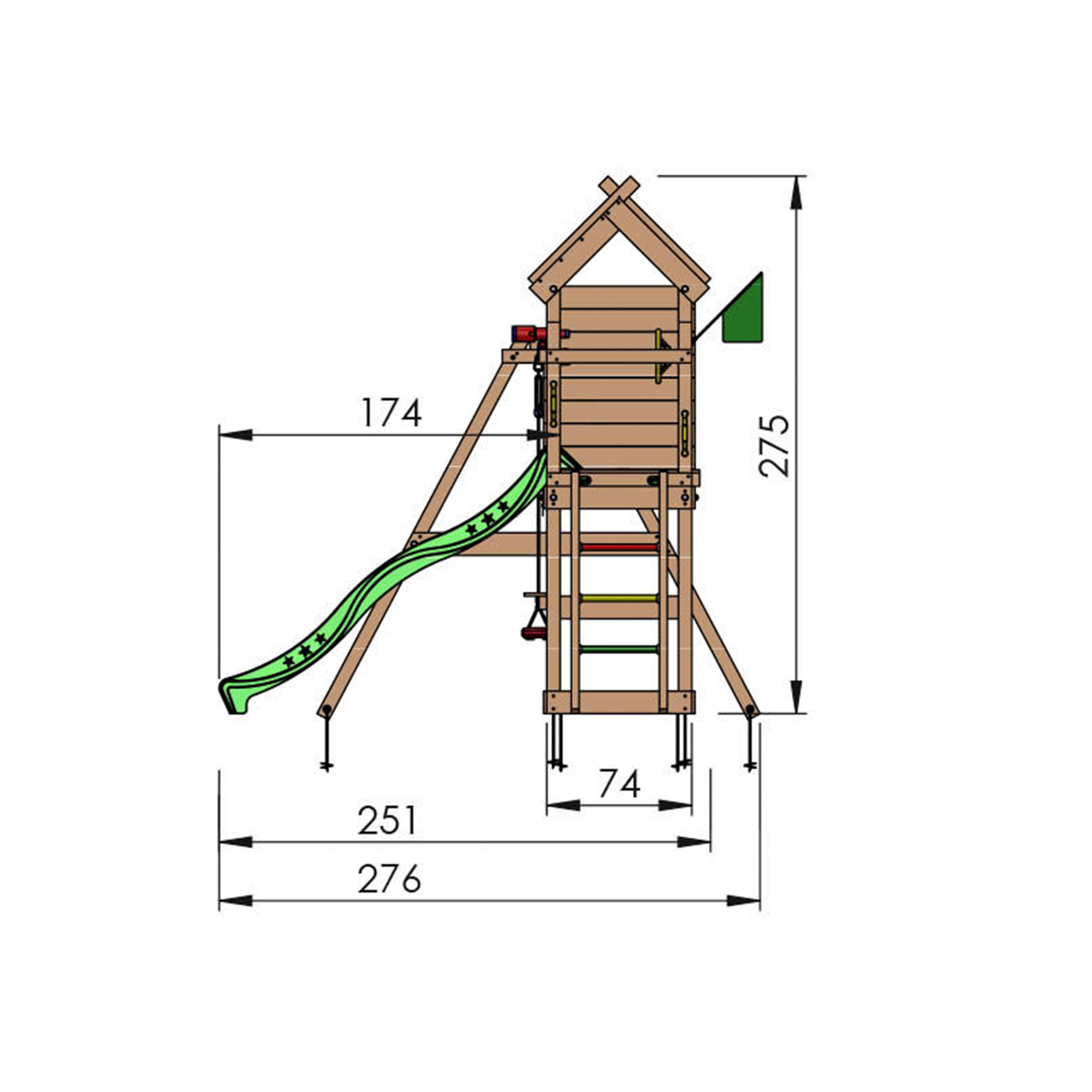Jungle Gym Resort lektorn komplett inkl. gungmodul och röd r Röd