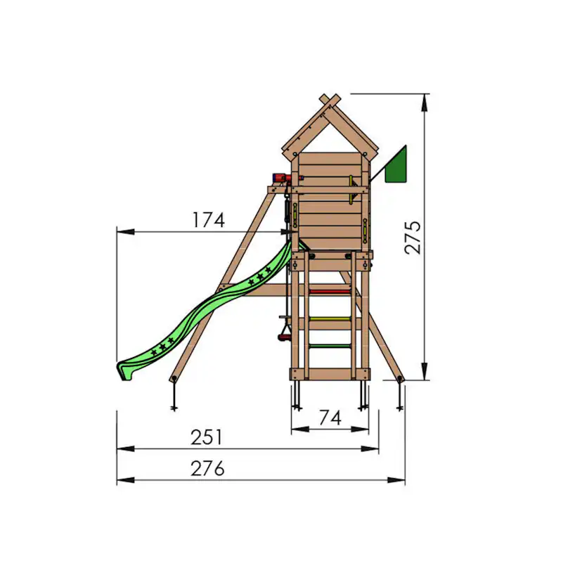 Jungle Gym Resort lektorn komplett inkl. gungmodul och röd r Röd