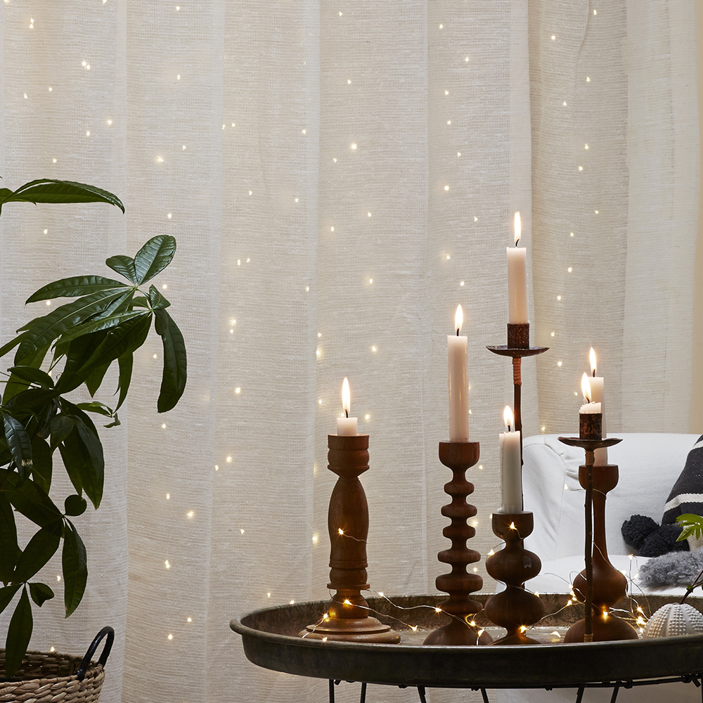 Ljusgardin Star Trading Dew Drop med 100 LED-ljuskällor, Silverfärgad