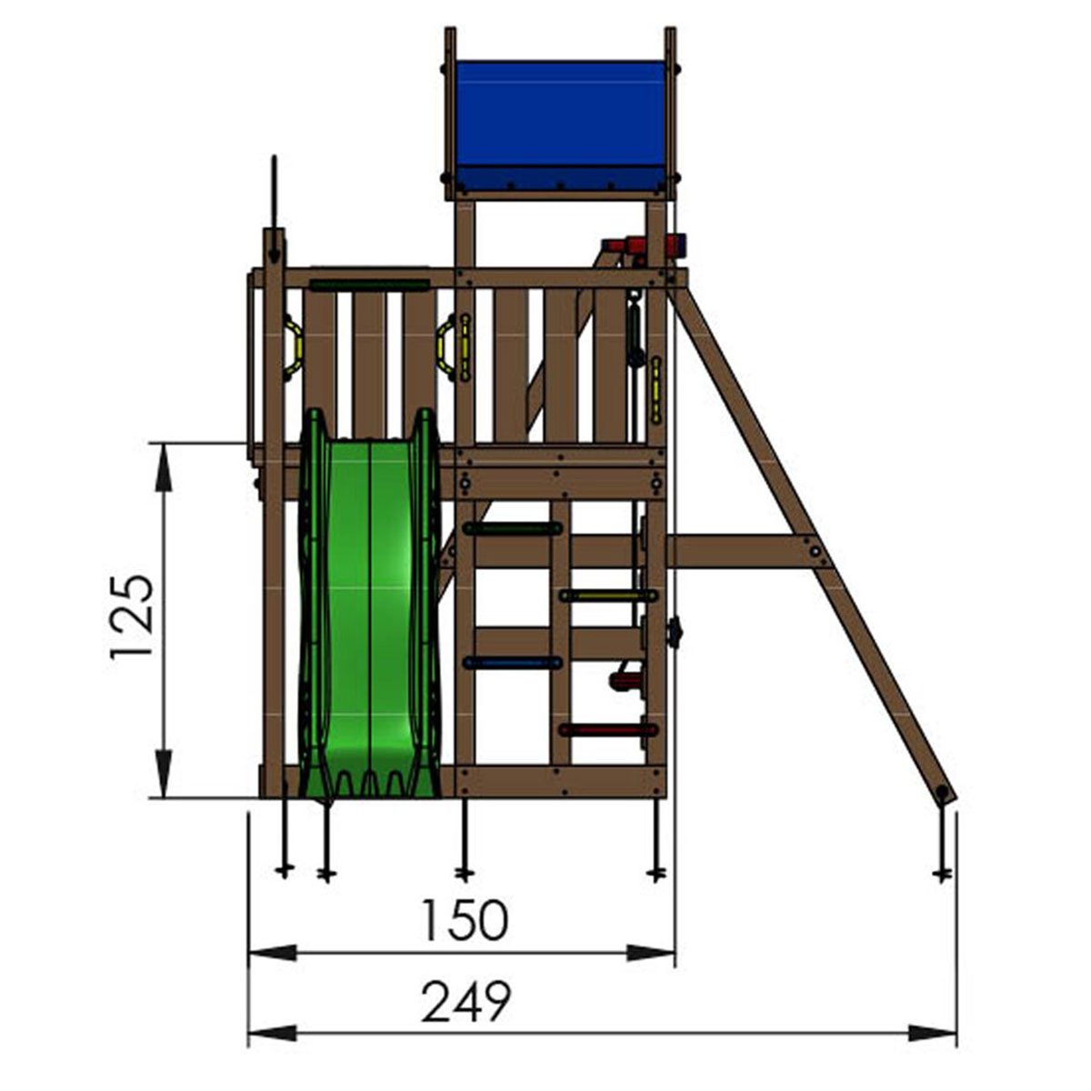 Gungställning Jungle Gym Nomad Med Rutschkana Mörkgrön