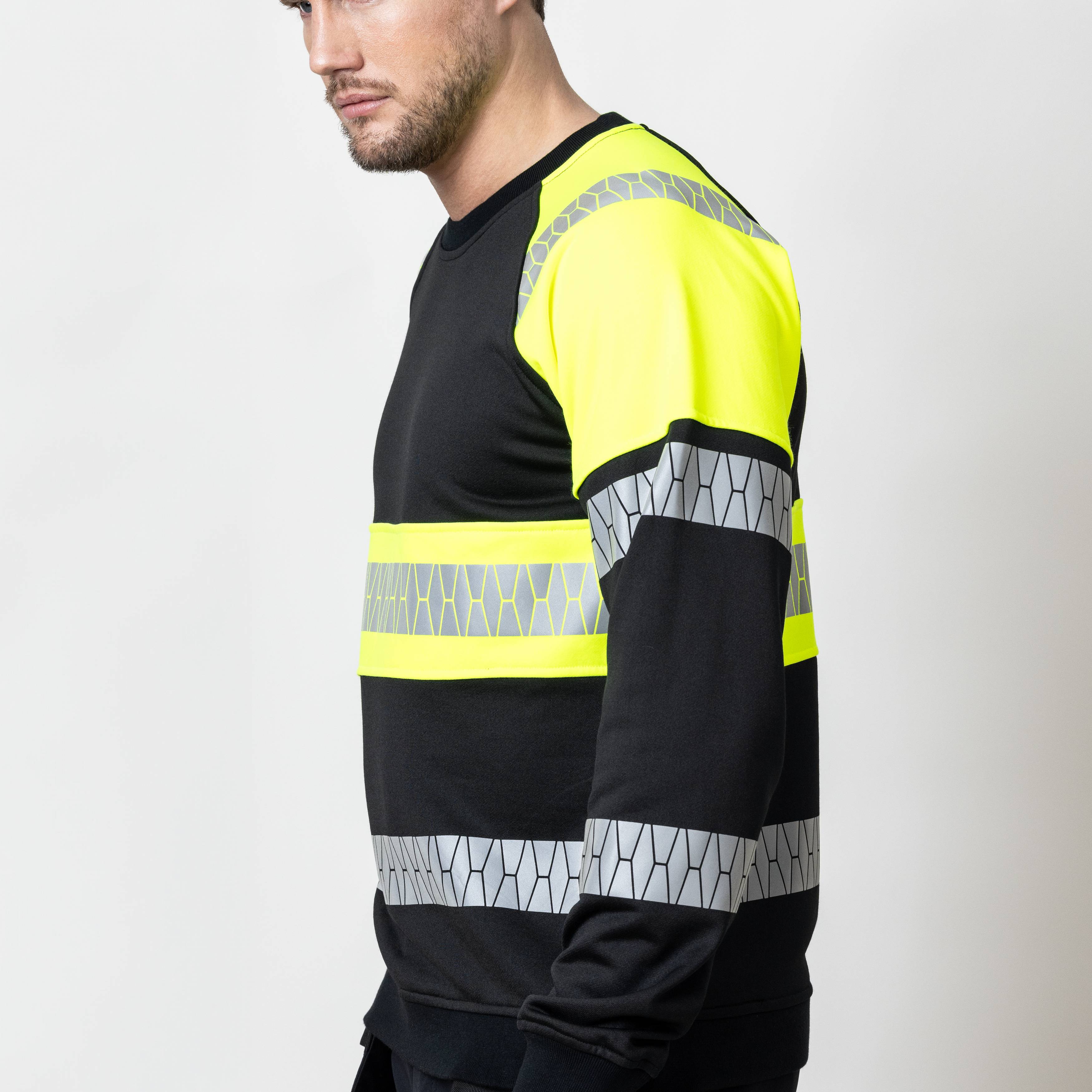 Sweatshirt Jobman Hel-Zip Varsel Svart/Gul V