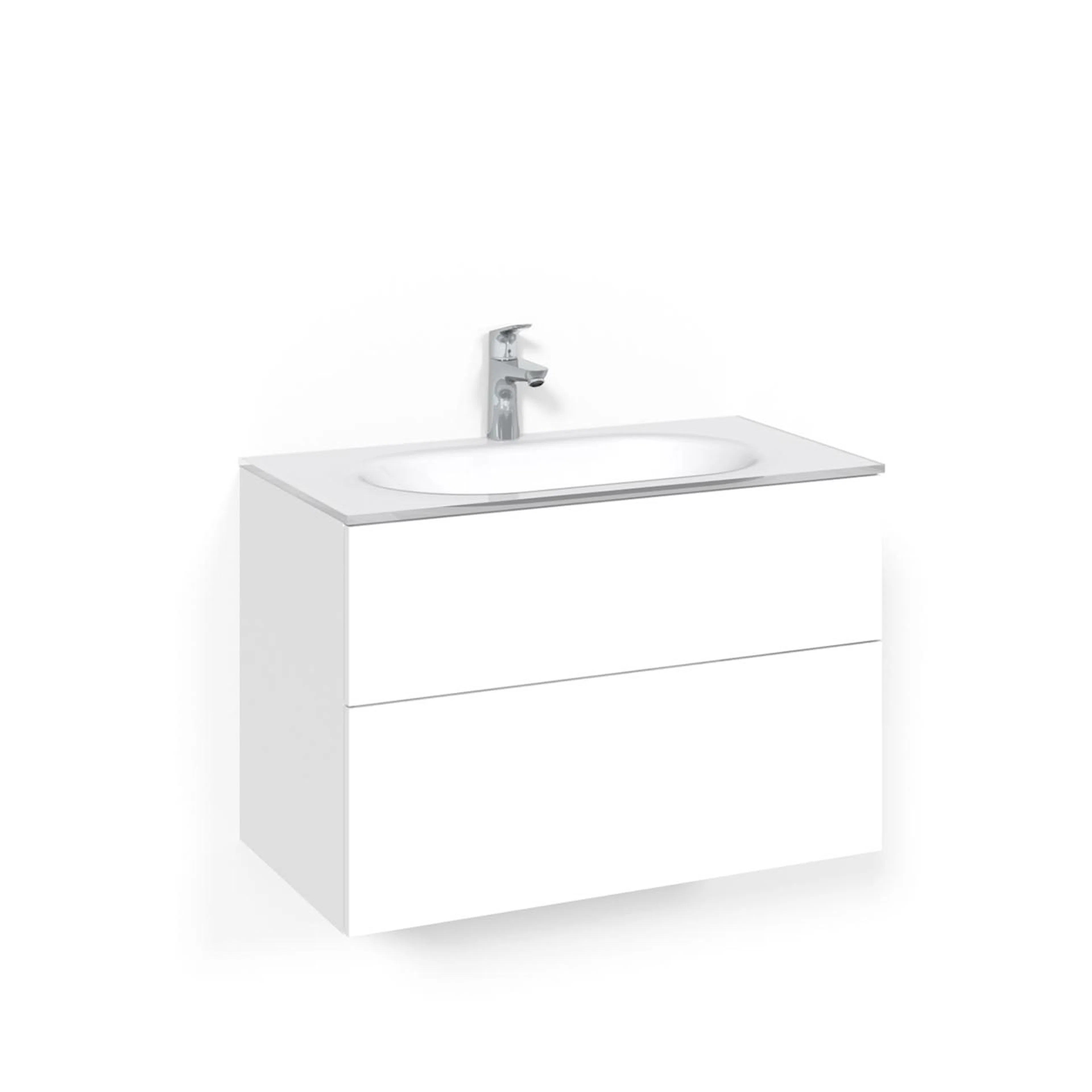Tvättställsskåp Macro Design Crown Push Open Med Glastvättställ