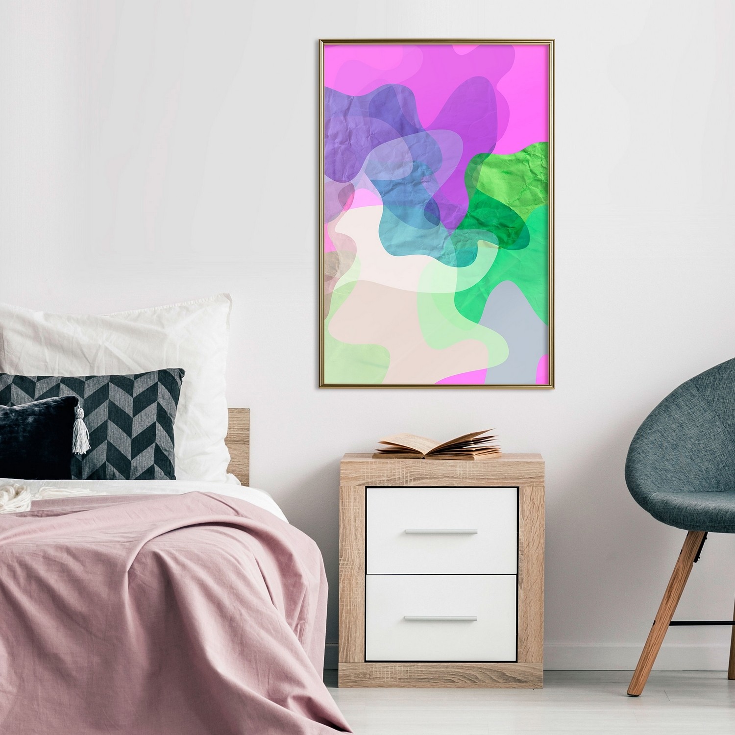 Affisch - Pastel Butterflies [Poster] 30x45 Guld ram, 30x45 cm