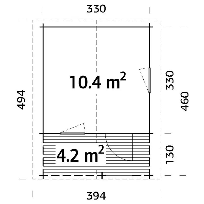 Emma 10,4+4,2 m2 Grå dippad