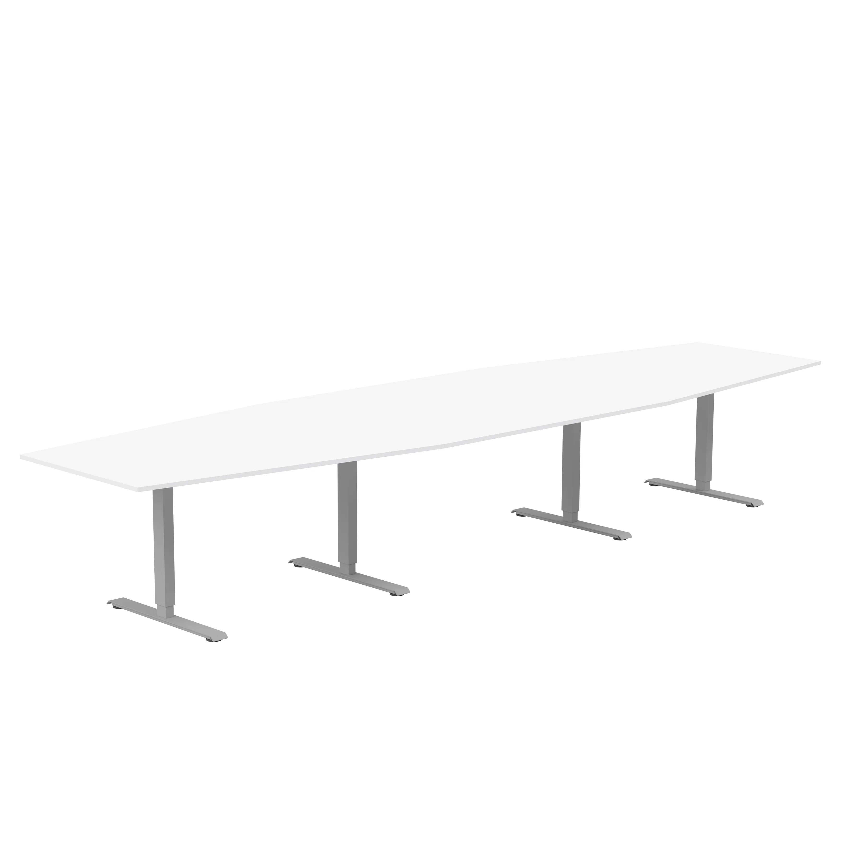 Konferensbord 4200x1200x800 vitlaminat/silver t-stativ, rekt Vit/Silver