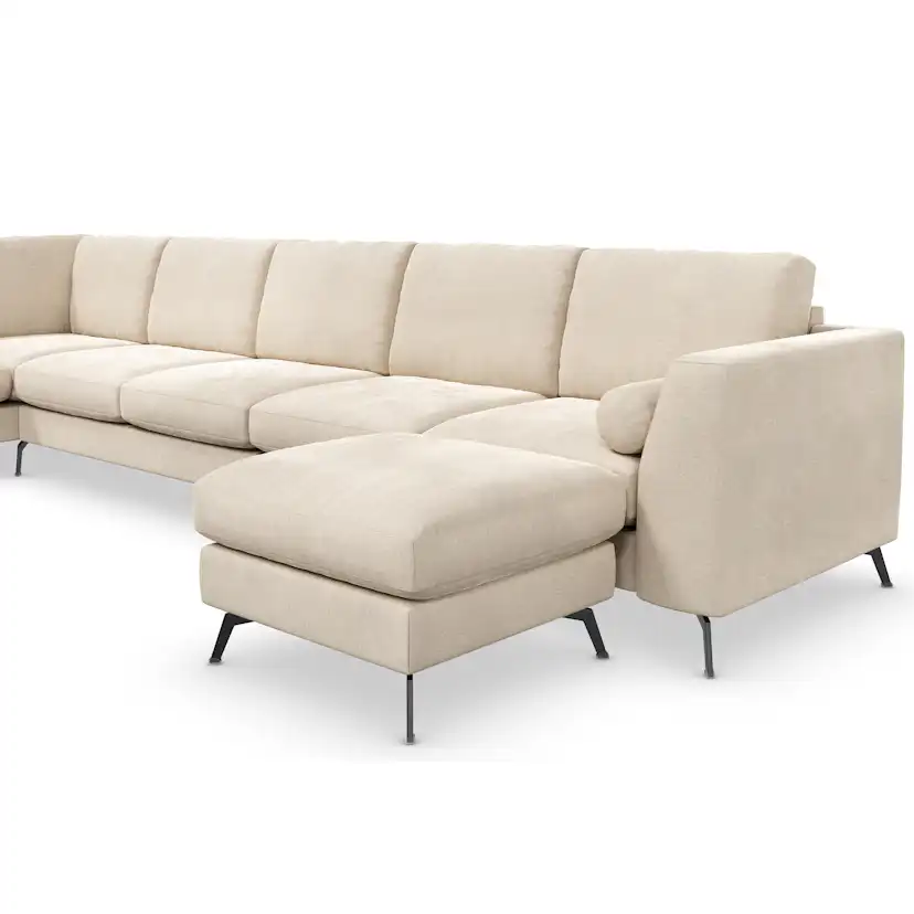 6-sitssoffa Scandinavian Choice Ocean Lyx U-formad med Schäslong 395 cm inkl Fotpall