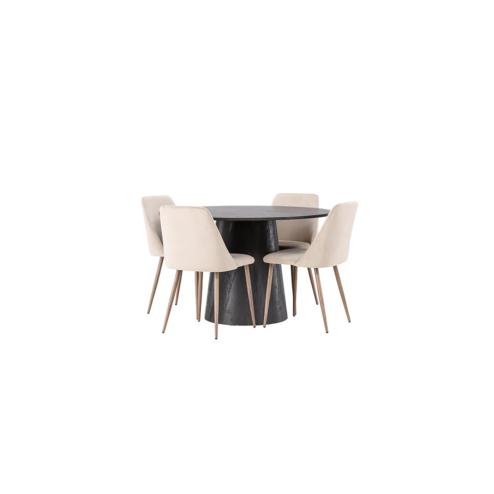 Matgrupp Venture Home Lanzo Ø120 cm med 4 st Night stolar