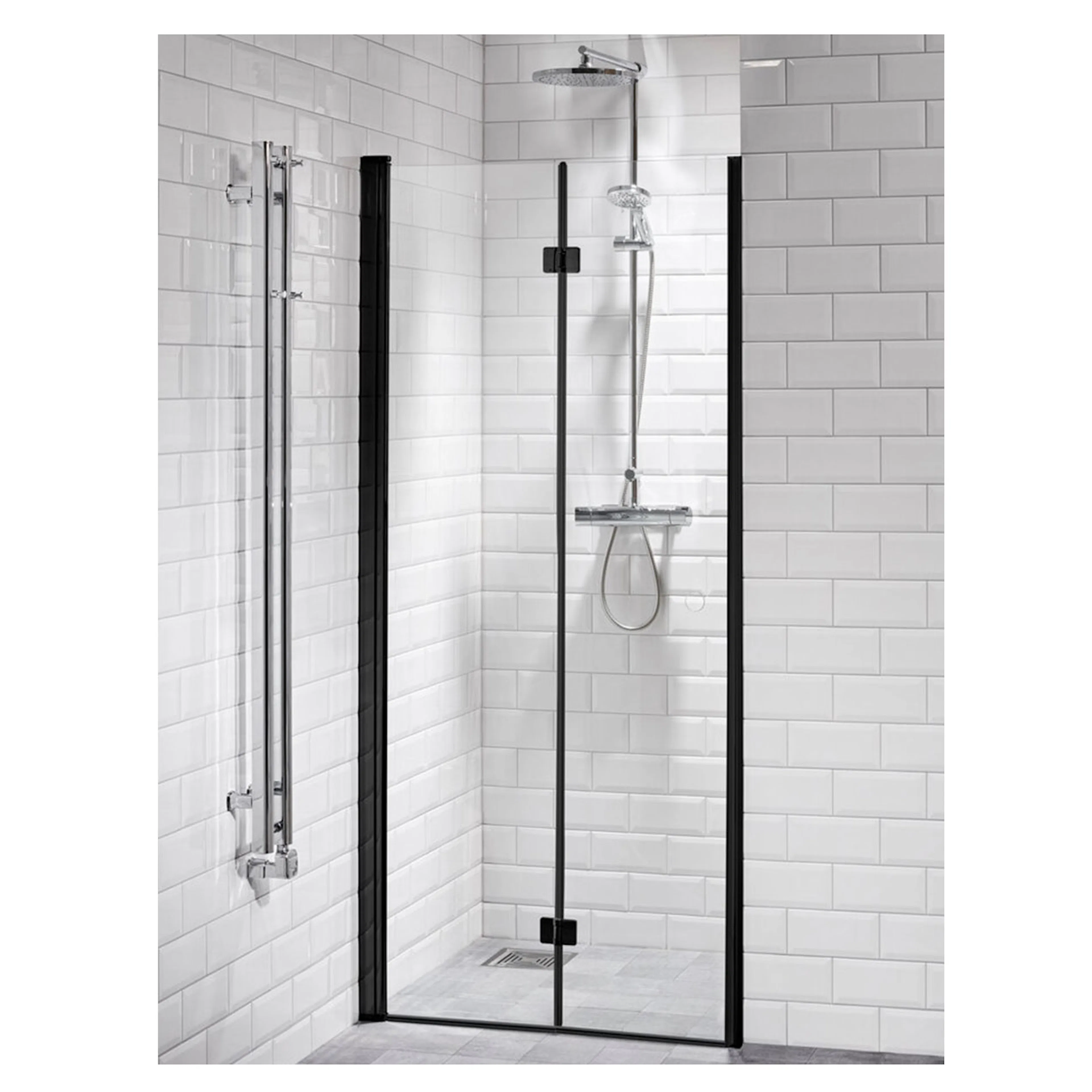 VIKDÖRR LUSSO BLACK 70 KLARGLAS ALTERNA Profil: Mattsvart, Bredd: 674 mm