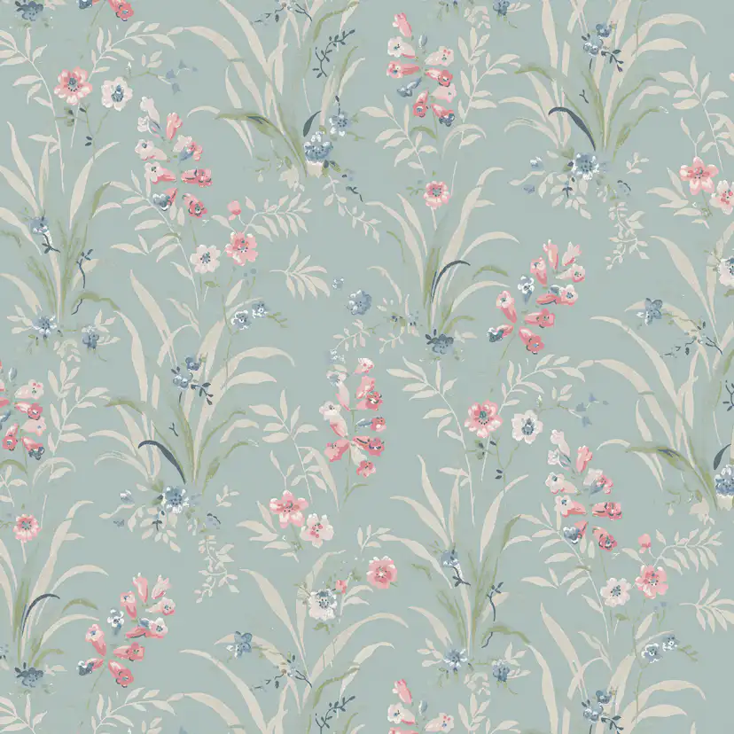 Tapet Laura Ashley Mosedale Posy Dark Duck Egg Blå 122751