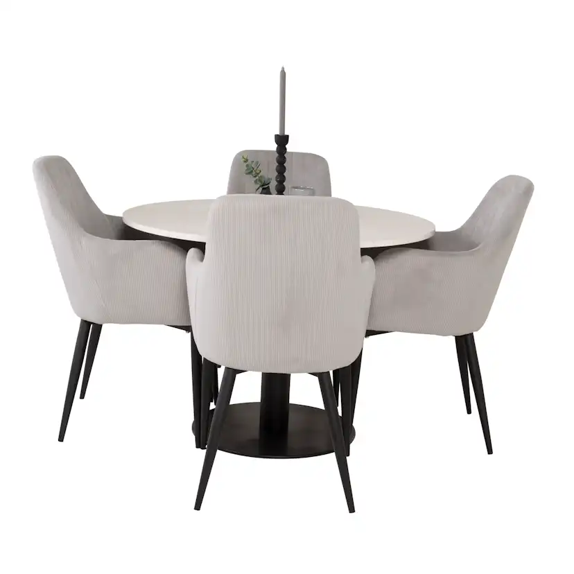 Matgrupp Venture Home Roxanna Vit Bord med 4 Corina Stolar