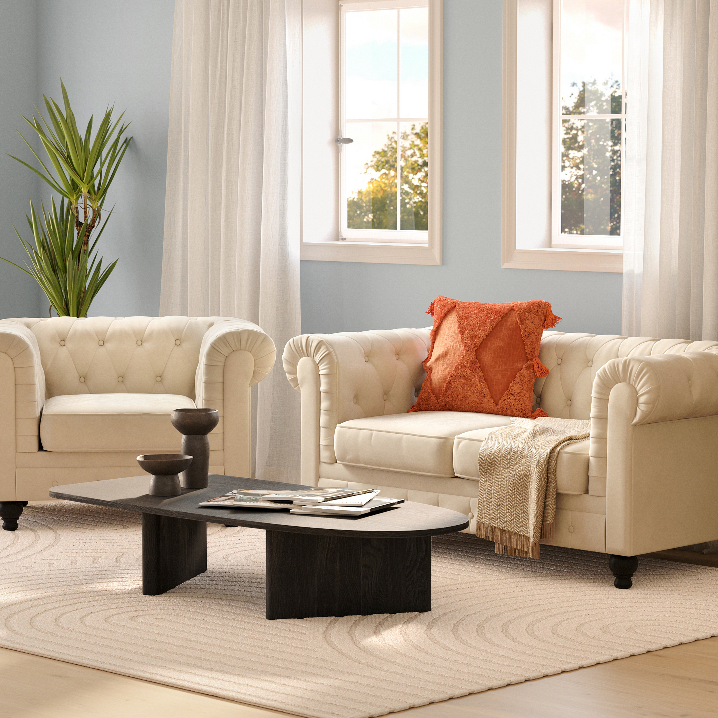 Fåtölj Manor House Chesterfield Lyx Fåtölj i Sammet