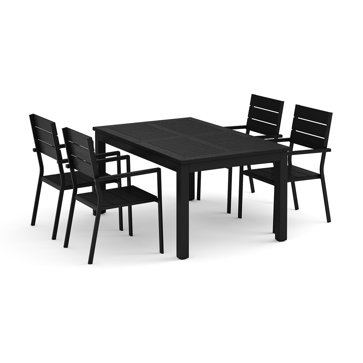 Trädgårdsgrupp Comfort Garden Monaco utomhus matgrupp förlängningsbart 150-250x90 med 4 Tunis stapelstolar