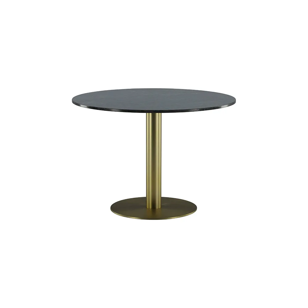 Estelle Dining Table round 106cm Grey Marble / Brass Svart/Mässing