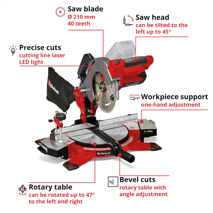 Kap- och Gersåg Einhell TE-MS 18/210 18 V Li-Solo